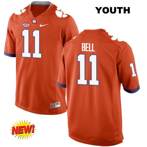 Youth Clemson Tigers #11 Shadell Bell Stitched Orange New Style Authentic Nike NCAA College Football Jersey IBC8646AP